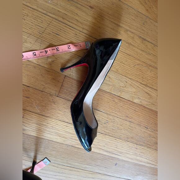 Black Patent Leather Christian Louboutin Peep Toe Pumps - Picture 7 of 8